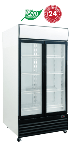 Exquisite DC1000P Two Glass Doors Upright Display Refrigerators