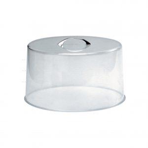 CAKE COVER CLEAR-CHROME HANDLE (SAN) 300x185mm