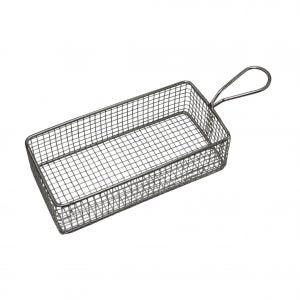 SERVING BASKET RECTANGULAR S/S, WIRE w/HDL 220x100x60mm