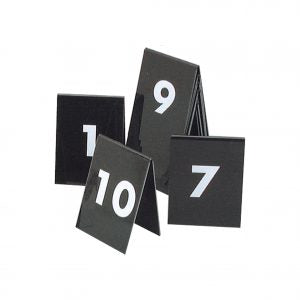 Tablekraft SET OF TABLE NoS 1-10 WHITE TEXT ON BLACK 50x55mm Set