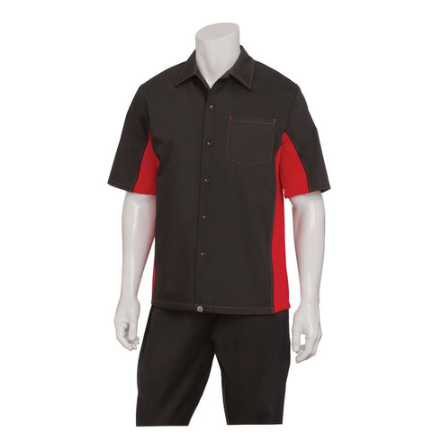 Men's Black/Red Universal Contrast Cook Shirt