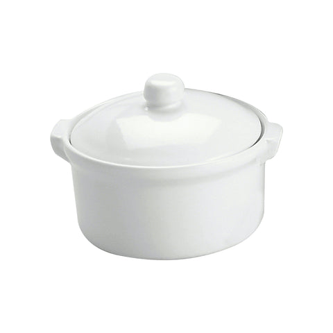 Vitroceram CASSEROLE-ROUND WITH COVER 1.0lt WHITE (x12)