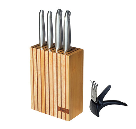 Furi Knives FURI-RUBBERWOOD 6PC BLOCK SET w/SHARP 9/15/17/20CM(41343)