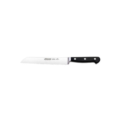 Arcos CLASICA BREAD KNIFE-180mm, SERRATED BLACK HANDLE (Each)