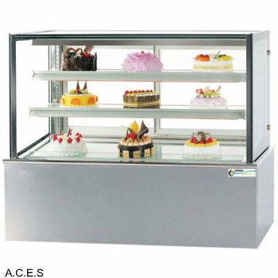 GREENLINE REFRIGERATED  3 Tier SQUARE GLASS CAKE DISPLAY 900 mm