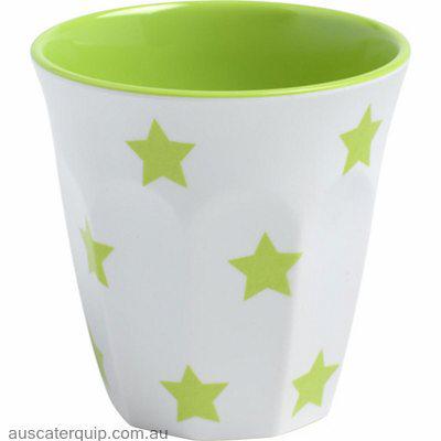 JAB JAB LIME GREEN STARS ON WHITE TUMBLER 90mm 300ml (x12)