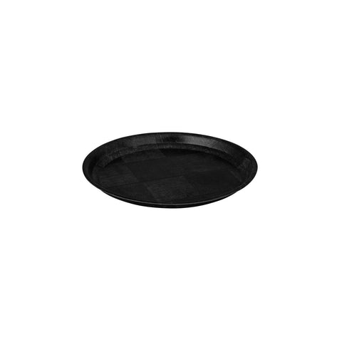 Trenton  ROUND TRAY-W/WOOD, 200mm Ø BLACK (Each)