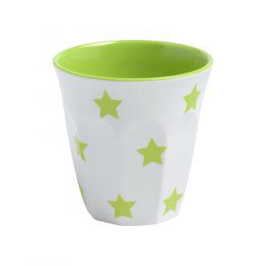 JAB JAB LIME GREEN STARS ON WHITE TUMBLER 90mm 300ml (x12)