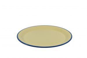 JAB JAB VINTAGE YELLOW/BLUE RIM ENAMEL LOOK ROUND PLATE 190mm (x6)