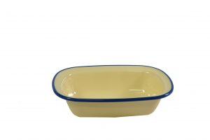 JAB JAB VINTAGE YELLO/BLUE RIM ENAMEL LOOK RECT SERVER 200x145mm (x6)