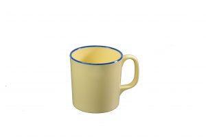 JAB JAB VINTAGE YELLOW/BLUE RIM ENAMEL LOOK MUG  80x85mm (x6)