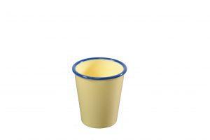 JAB JAB VINTAGE YELLOW/BLUE RIM ENAMEL LOOK TUMBLER 80x90mm (x6)