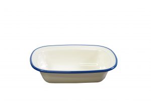 JAB JAB VINTAGE CREAM/BLUE RIM ENAMEL LOOK RECT SERVER 200x145mm (x6)