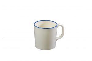 JAB JAB VINTAGE CREAM/BLUE RIM ENAMEL LOOK MUG  80x85mm (x6)