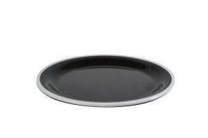 JAB JAB VINTAGE BLACK/WHITE RIM ENAMEL LOOK ROUND PLATE 255mm (x6)