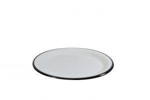 JAB JAB VINTAGE WHITE/BLACK RIM ENAMEL LOOK ROUND PLATE 255mm (x6)