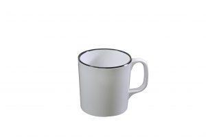 JAB JAB VINTAGE WHITE/BLACK RIM ENAMEL LOOK MUG  80x85mm (x6)