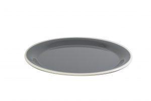 JAB JAB VINTAGE GREY/WHITE RIM ENAMEL LOOK ROUND PLATE 190mm (x6)