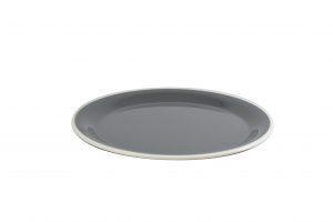 JAB JAB VINTAGE GREY/WHITE RIM ENAMEL LOOK ROUND PLATE 255mm (x6)