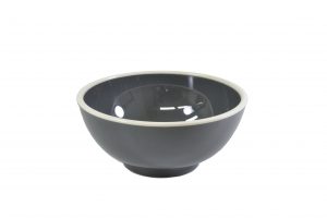 JAB JAB VINTAGE GREY/WHITE RIM ENAMEL LOOK ROUND BOWL 150x70mm (x6)