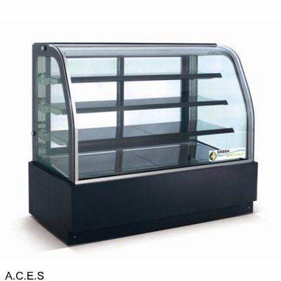 GREENLINE REFRIGERATED 4 Tier CURVED GLASS FOOD DISPLAY 1500mm w