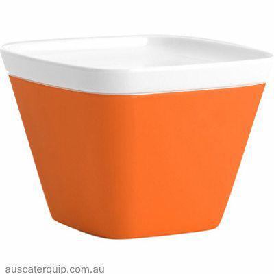 JAB GELATO-ORANGE/WHITE SQUARE BOWL W/LID (STS0976)