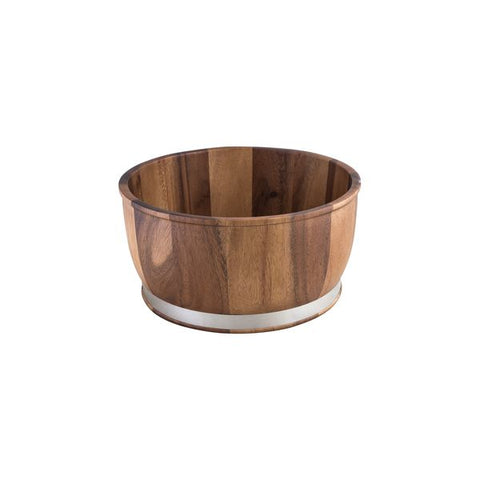 Moda BROOKLYN ROUND BOWL W S/S BAND | 310mm Ø | 155mm H ACACIA (Each)
