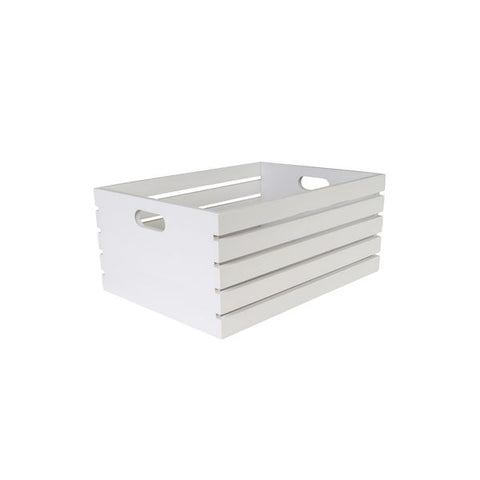 Moda BROOKLYN WOOD CRATE-410x300x180mm WHITE ACACIA (Each)