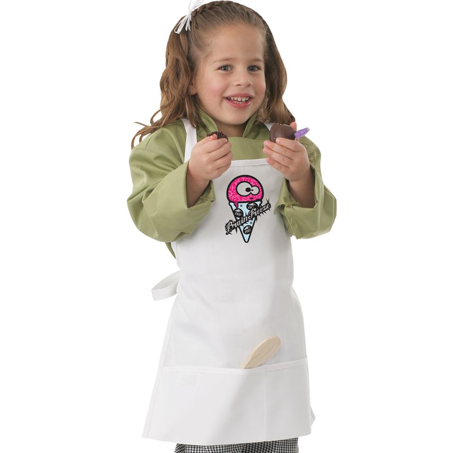 Kids White Bib Apron with Freeze Screen Print