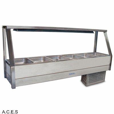 ROBAND COLD FOOD DISPLAY BARS - REFRIGERATED COLD PLATE - SINGLE ROW - 6 Pans