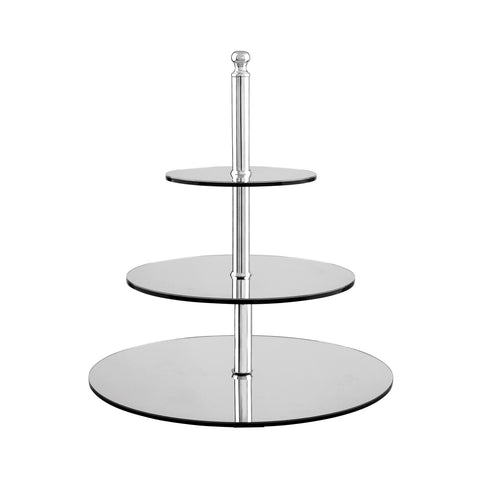 Alkan Zicco  ROUND STAND-2-TIER | 250/350mm Ø | 370mm H  BLACK POLYCARBONATE (Each)