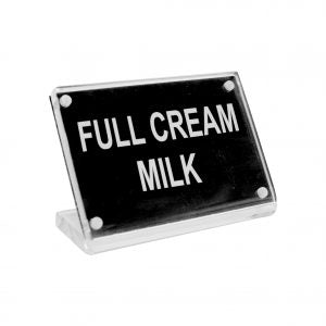 Chef Inox BUFFET SIGN- ACRYLIC w/S/S MAGNET PLATE "FULL CREAM MLK EA