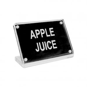 Chef Inox BUFFET SIGN- ACRYLIC w/S/S MAGNET PLATE "APPLE JUICE" EA