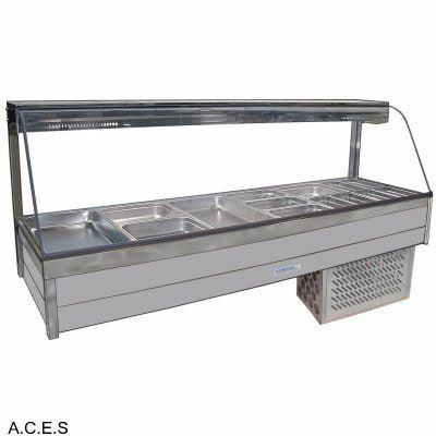 ROBAND CURVED GLASS COLD FOOD BARS - REFRIGERATED COLD PLATE ONLY - DOUBLE ROW - 12 Pans
