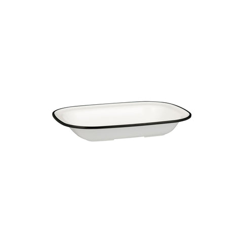 Ryner Melamine EVOKE RECT DISH-230x176x45mm WHITE W/BLACK LINE (x12)