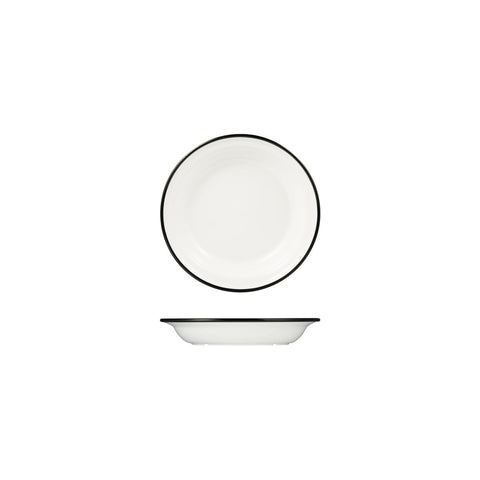 Ryner Melamine EVOKE SOUP / PASTA PLATE-200mm Ø WHITE W/BLACK LINE (x12)