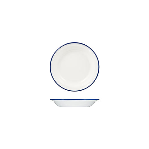 Ryner Melamine EVOKE SOUP / PASTA PLATE-200mm Ø WHITE W/BLUE LINE (x12)