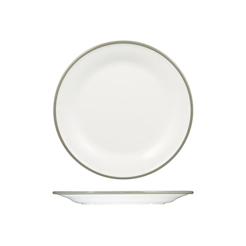 Ryner Melamine EVOKE ROUND PLATE-270mm Ø WHITE W/GREY LINE (x12)