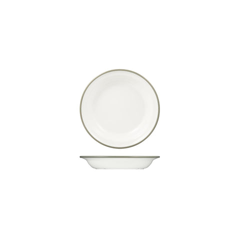 Ryner Melamine EVOKE SOUP / PASTA PLATE-200mm Ø WHITE W/GREY LINE (x12)