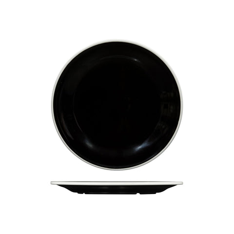 Ryner Melamine EVOKE ROUND PLATE-270mm Ø BLACK W/WHITE LINE (x12)