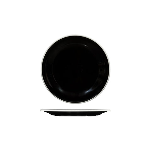 Ryner Melamine EVOKE ROUND PLATE-220mm Ø BLACK W/WHITE LINE (x12)