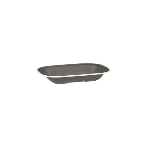 Ryner Melamine EVOKE RECT DISH-200x145x45mm GREY W/WHITE LINE (x12)