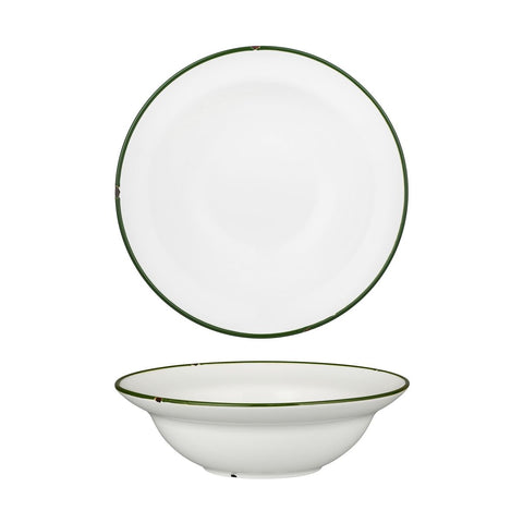 Luzerne TINTIN DEEP BOWL PLATE 240mm Ø | 830ml WHITE W/GREEN LINE (x3)