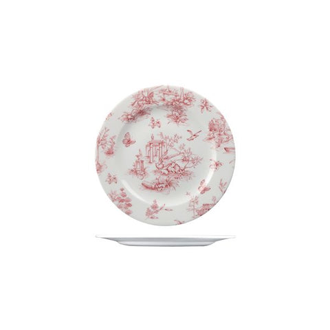 Churchill VINTAGE PRINTS ROUND PLATE-215mm Ø CRANBERRY TOILE  (x6)