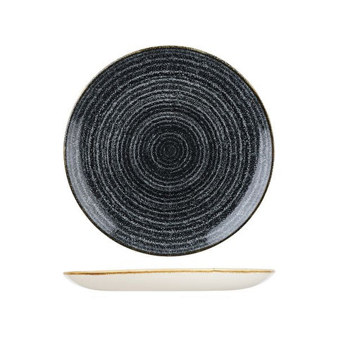 Churchill STUDIO PRINTS HOMESPUN ROUND COUPE PLATE-260mm Ø CHARCOAL BLACK (x12)