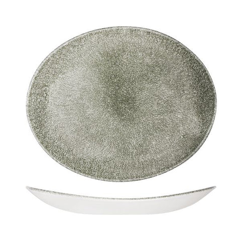 Churchill STUDIO PRINTS RAKU OVAL COUPE PLATE-317x255mm QUARTZ BLACK (x12)