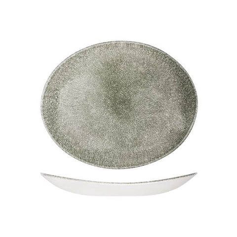 Churchill STUDIO PRINTS RAKU OVAL COUPE PLATE-270x229mm QUARTZ BLACK (x12)