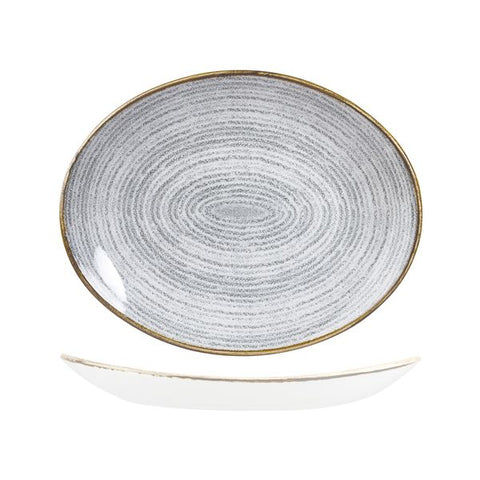 Churchill STUDIO PRINTS HOMESPUN OVAL COUPE PLATE-317x255mm STONE GREY (x12)