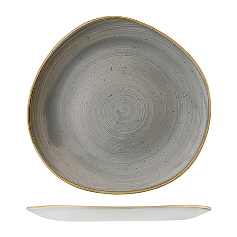 Churchill STONECAST TRACE ORGANIC ROUND PLATE-286mm Ø PEPPERCORN GREY (x12)