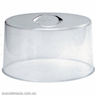 CAKE COVER CLEAR-CHROME HANDLE (SAN) 300x185mm (x12)